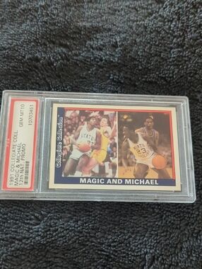 1991 Collegiate Collection Magic and Michael Basketball Card in Clear PSACase SA